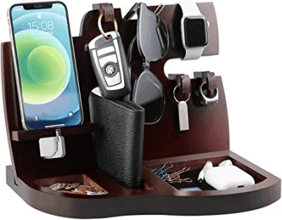 Phone Docking Station With a Key Holder and a Wallet and Watch Stand – A gift to help your man get organized