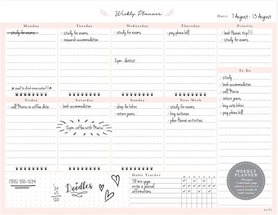Weekly Planner - What to buy your sister for her birthday when she’s rather disorganised
