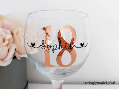 18th Birthday Glass – Personalised gifts for girls