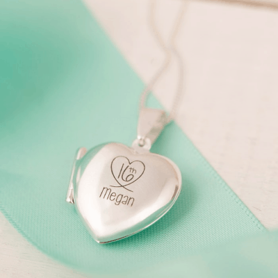 Engraved Heart Locket – Personalised 16th birthday gift for girls