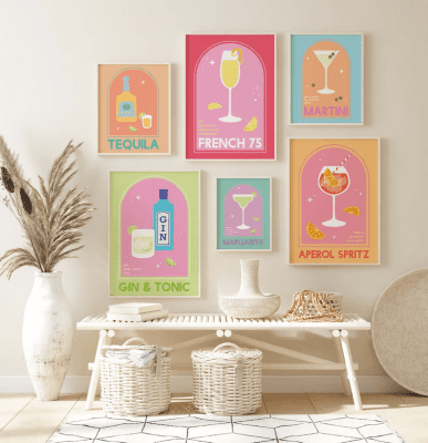 Cocktail Wall Art Print – Stylish home decor gift for cocktail lovers