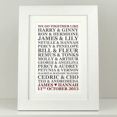 Famous Harry Potter Couples – Personalised Harry Potter gifts for the UK